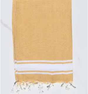 Serviette de table beige bandes blanche Fouta Tunisia - 1