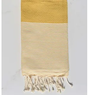 Fouta nid d'abeille moutarde  - 1