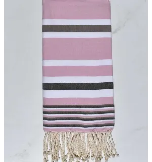 Fouta dina rose avec rayures Fouta Tunisia - 1