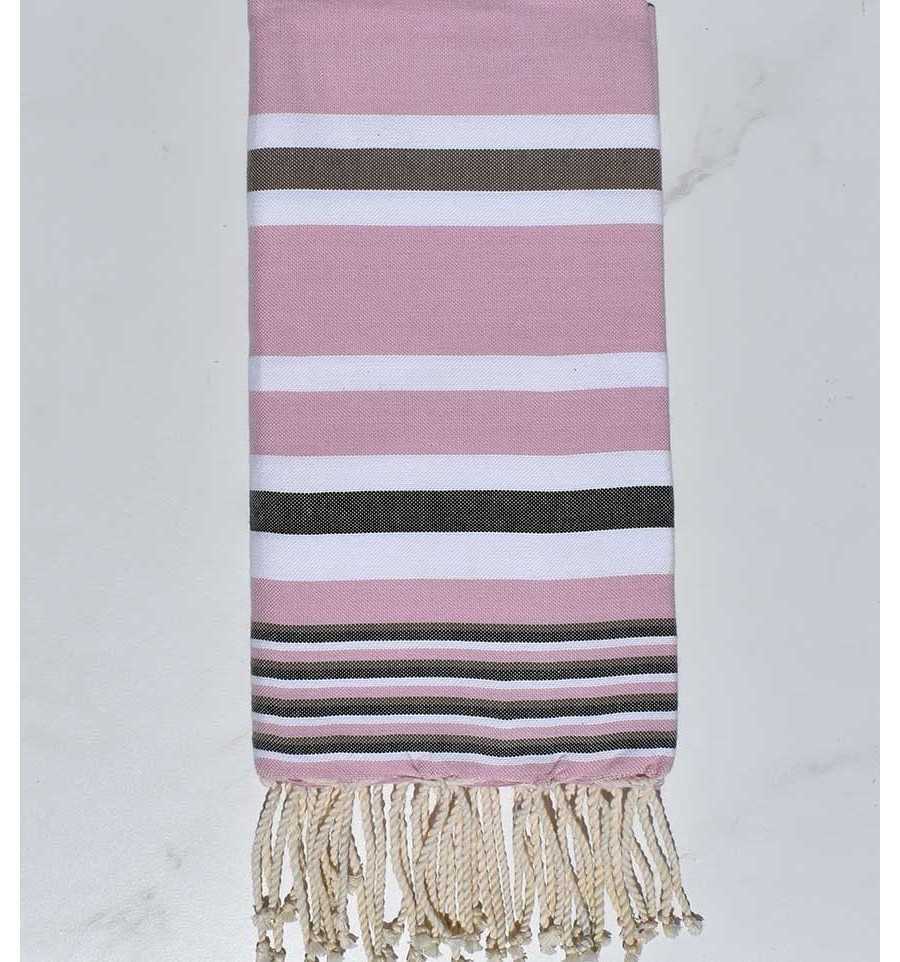 Fouta dina rose avec rayures