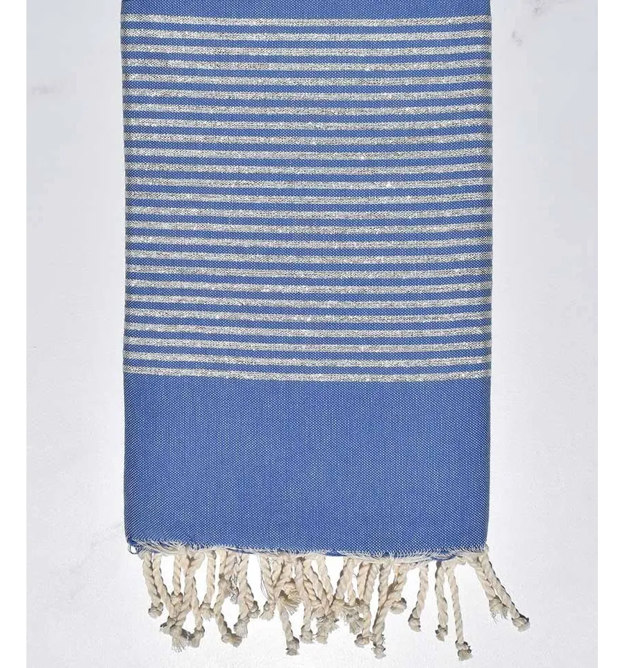 Fouta Lurex plate bleu barbeau  - 2