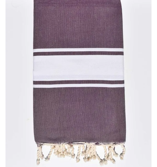 Serviette de Plage plate mauve foncé Fouta Tunisia - 1