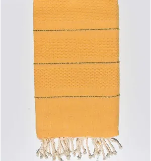 Fouta nid d'abeille jaune moutarde avec lurex Fouta Tunisia - 1