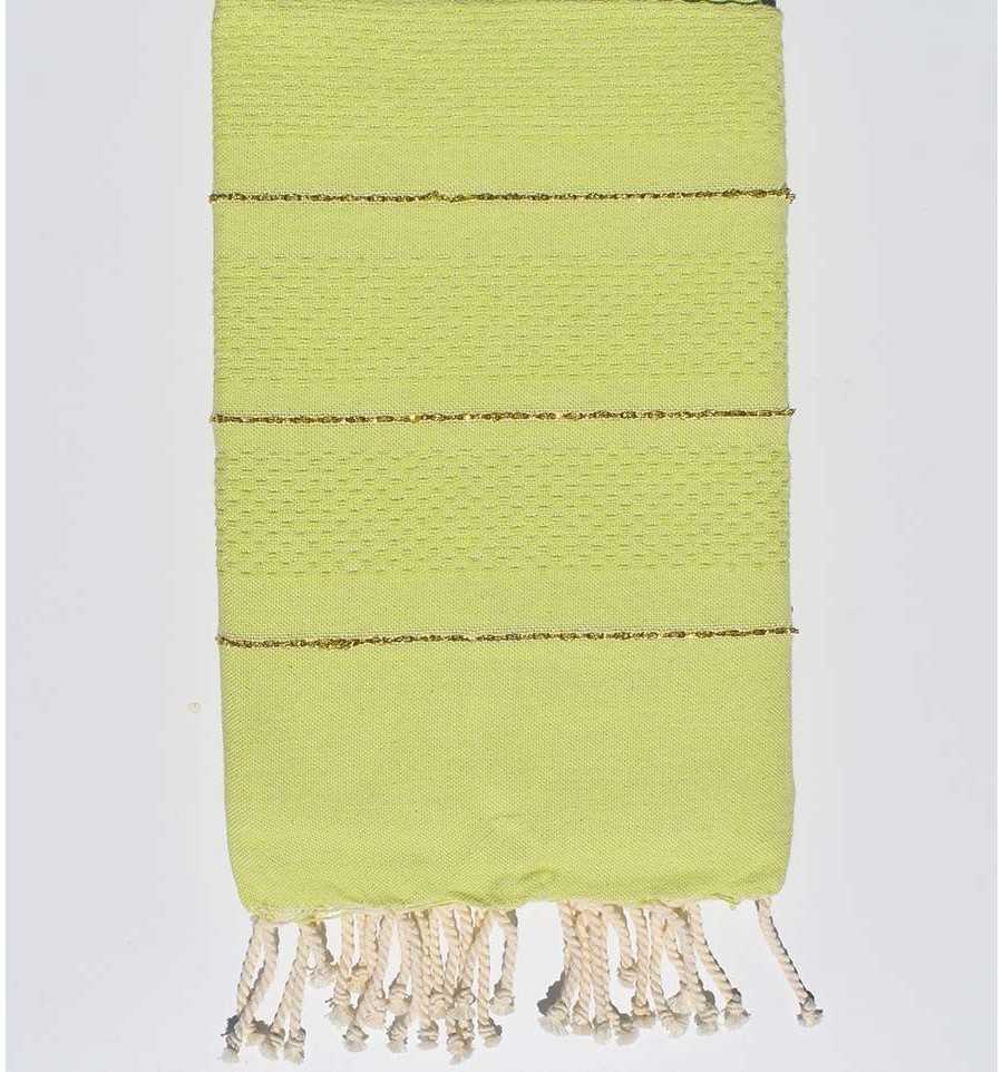 Fouta nid d'abeille pistache avec lurex