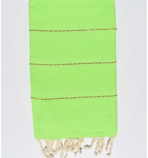 Fouta nid d'abeille vert fluo avec lurex Fouta Tunisia - 1