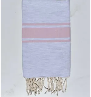 Fouta Plate gris rayée rose Fouta Tunisia - 1