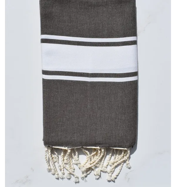 Serviette de plage couleur bistre Fouta Tunisia - 1