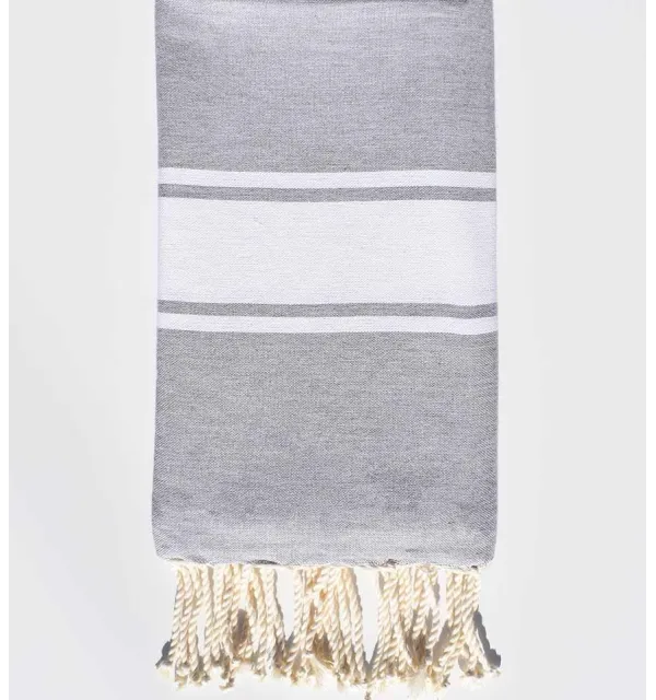 Fouta plate gris chiné - 1