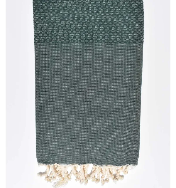 Serviette de plage Nid d'abeille unie vert foncé - 1