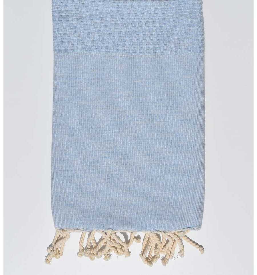 Serviette de plage nid d'abeille unie bleu pastel
