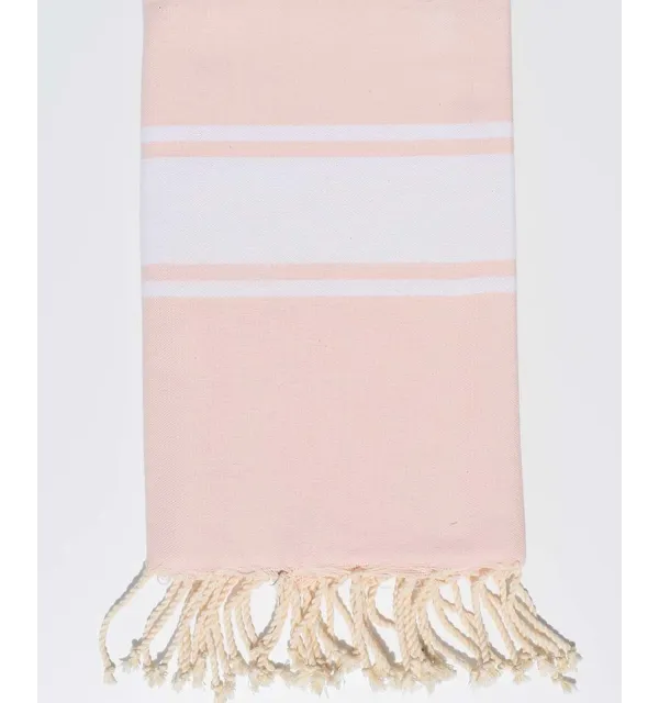 Serviette de plage plate rose très clair Fouta Tunisia - 1