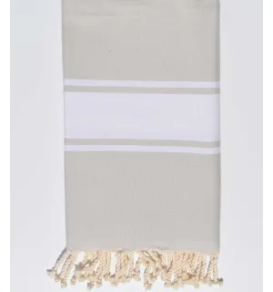 Serviette de plage plate gris argile Fouta Tunisia - 1
