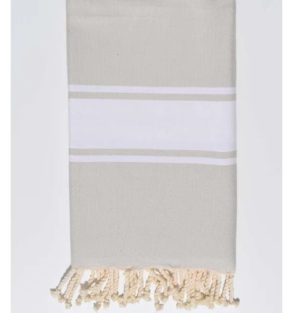 Serviette de plage plate gris argile Fouta Tunisia - 1