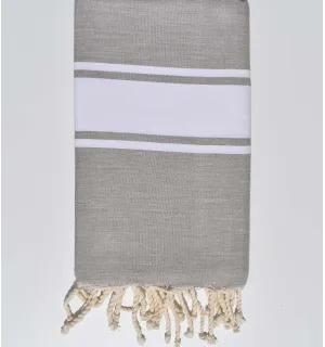 Serviette de plage gris beige clair Fouta Tunisia - 1