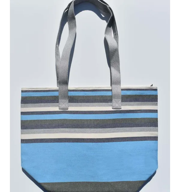 Sac de plage 5 couleurs bleu ciel, gris, bleu foncé , blanc crème et vert Fouta Tunisia - 1