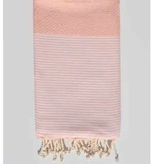 Fouta nid d'abeille rose clair pale Fouta Tunisia - 1