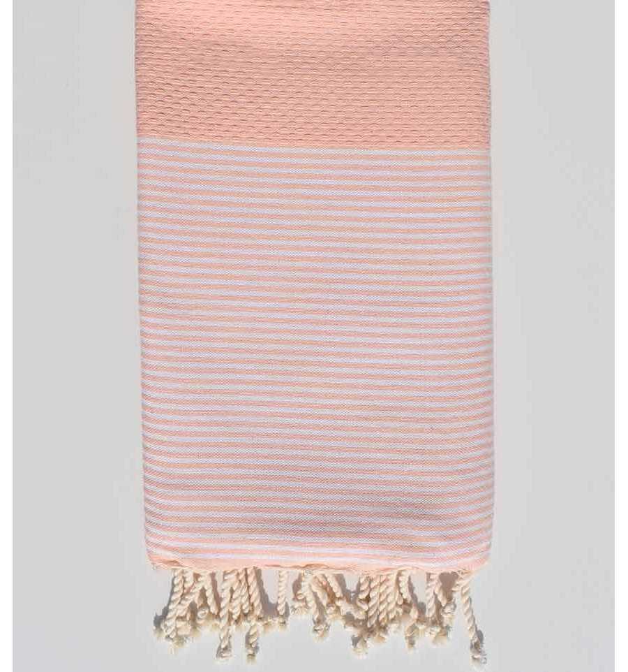 Fouta nid d'abeille rose clair pale