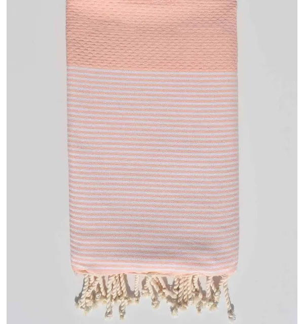 Fouta nid d'abeille rose clair pale Fouta Tunisia - 1
