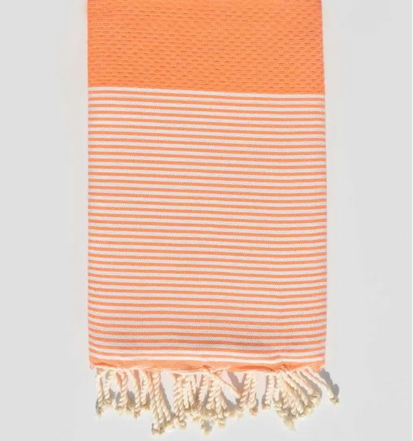 Fouta nid d'abeille saumon - 2