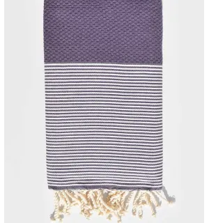 FOUTA NID D'ABEILLE byzantium rayée blanc Fouta Tunisia - 1