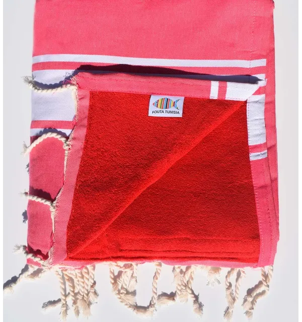 fouta éponge rose - 3