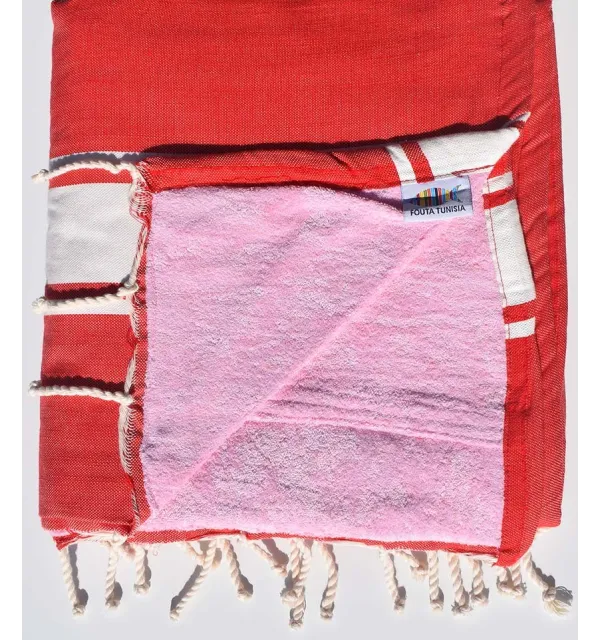 fouta éponge rouge - 1