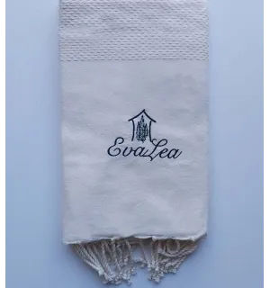 Fouta beige clair brodée Fouta Tunisia - 1