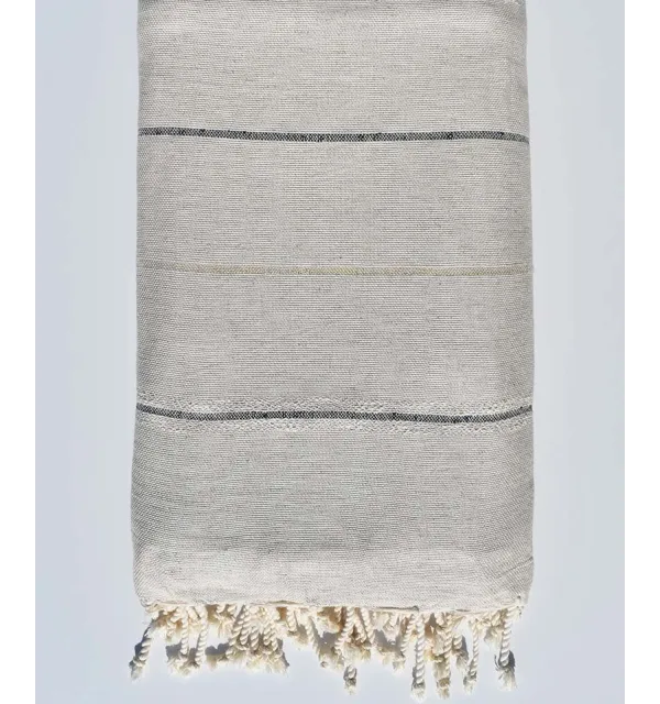 Jeté beige avec lurex bleu et doré - 1