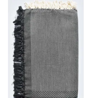 Jeté 4 franges gris, gris bleu et gris anthracite  - 1