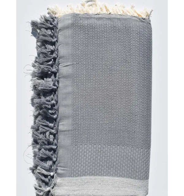 Jeté 4 franges gris clair et girs moyen - 1
