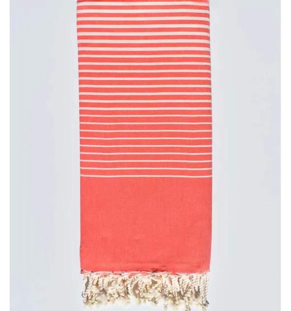 Jeté plate rouge corail Fouta Tunisia - 1