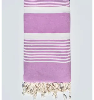 Jeté plate mauve avec rayures Fouta Tunisia - 1