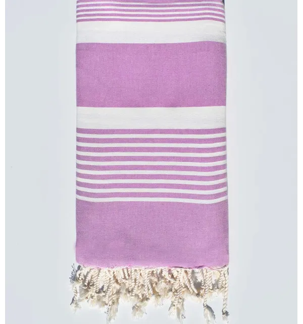 Jeté plate mauve avec rayures Fouta Tunisia - 1