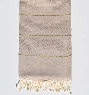 Fouta beige foncé chiné avec lurex Fouta Tunisia - 2 2