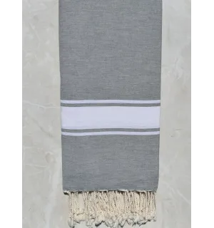 Jeté gris acier 1.90m*2m Fouta Tunisia - 1
