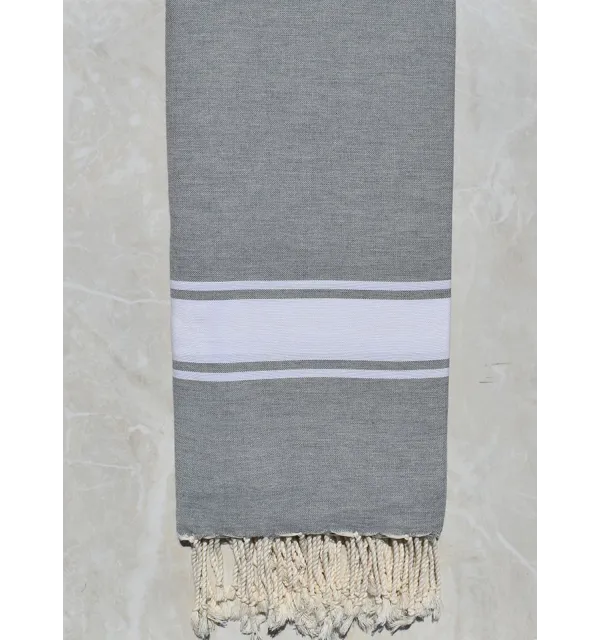 Jeté gris acier 1.90m*2m Fouta Tunisia - 1