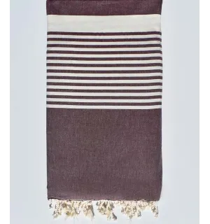 Jeté aubergine avec rayures Fouta Tunisia - 1