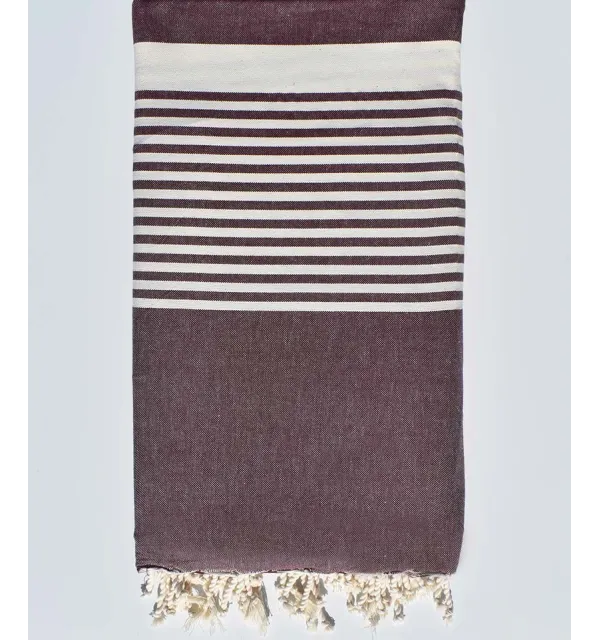 Jeté aubergine avec rayures Fouta Tunisia - 1