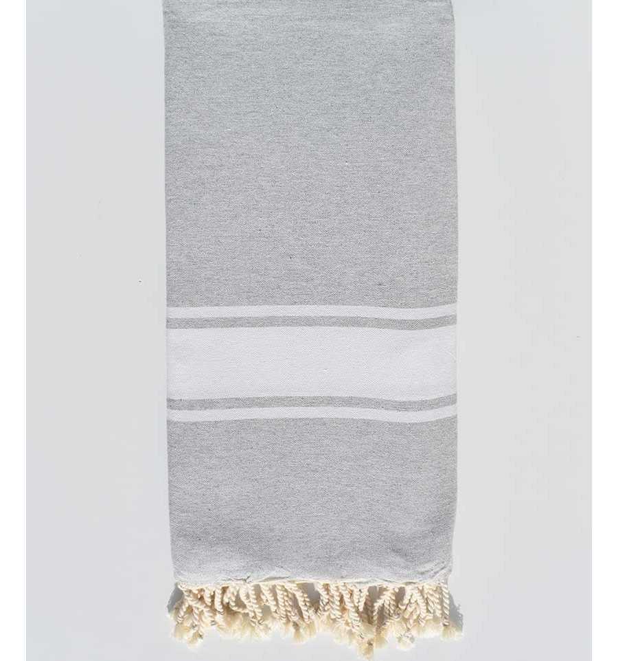 Grande fouta gris bande blanche