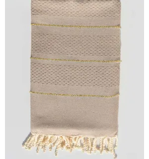 Fouta beige foncé chiné avec lurex Fouta Tunisia - 2
