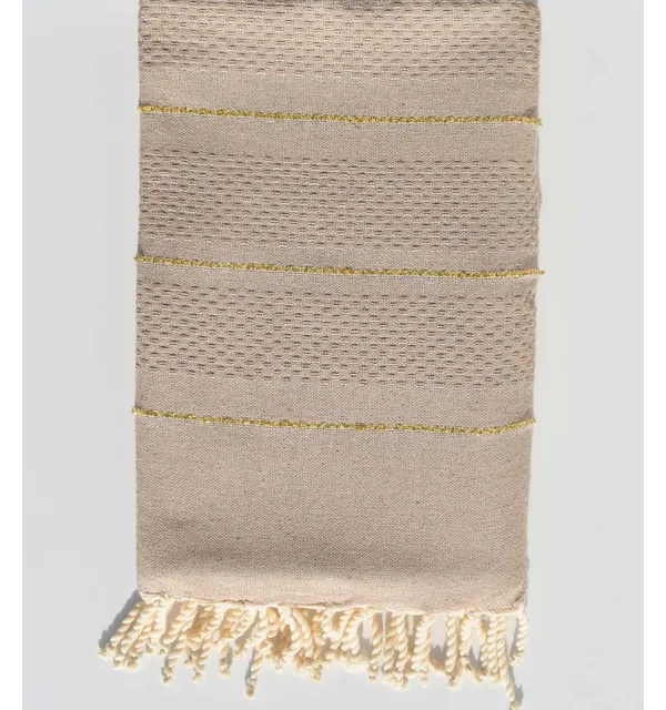 Fouta beige foncé chiné avec lurex Fouta Tunisia - 2