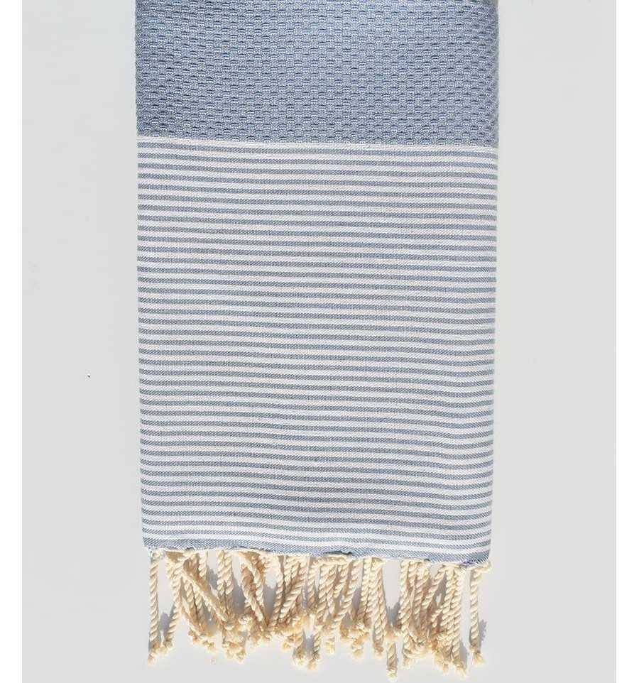 Fouta nid d'abeille bleu charron