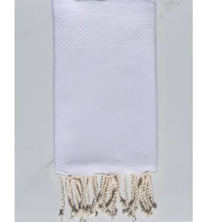 FOUTA nid d'abeille unie blanc crème Fouta Tunisia - 1
