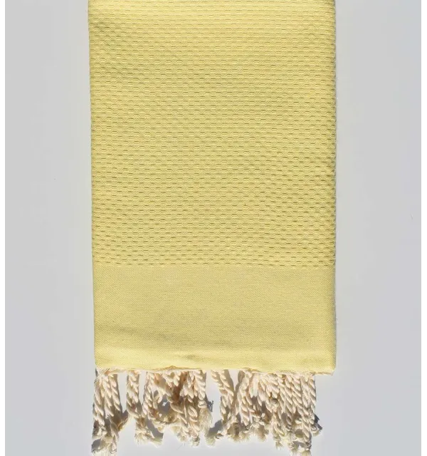 FOUTA Nid d'abeille unie jaune clair Fouta Tunisia - 1