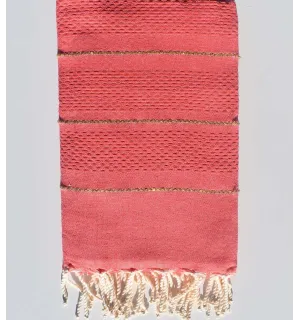 Fouta nid d'abeille rose moyen avec lurex  - 1