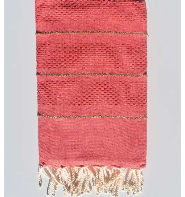 Fouta nid d'abeille rose moyen avec lurex - 1