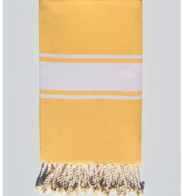 Serviette de plage plate jaune orpiment clair - 1