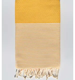 Fouta nid d'abeille jaune canari  - 1