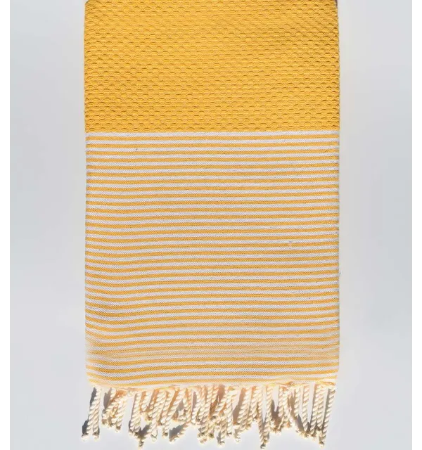 Fouta nid d'abeille jaune canari - 1