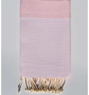 Fouta nid d'abeille rose dragée clair - 1